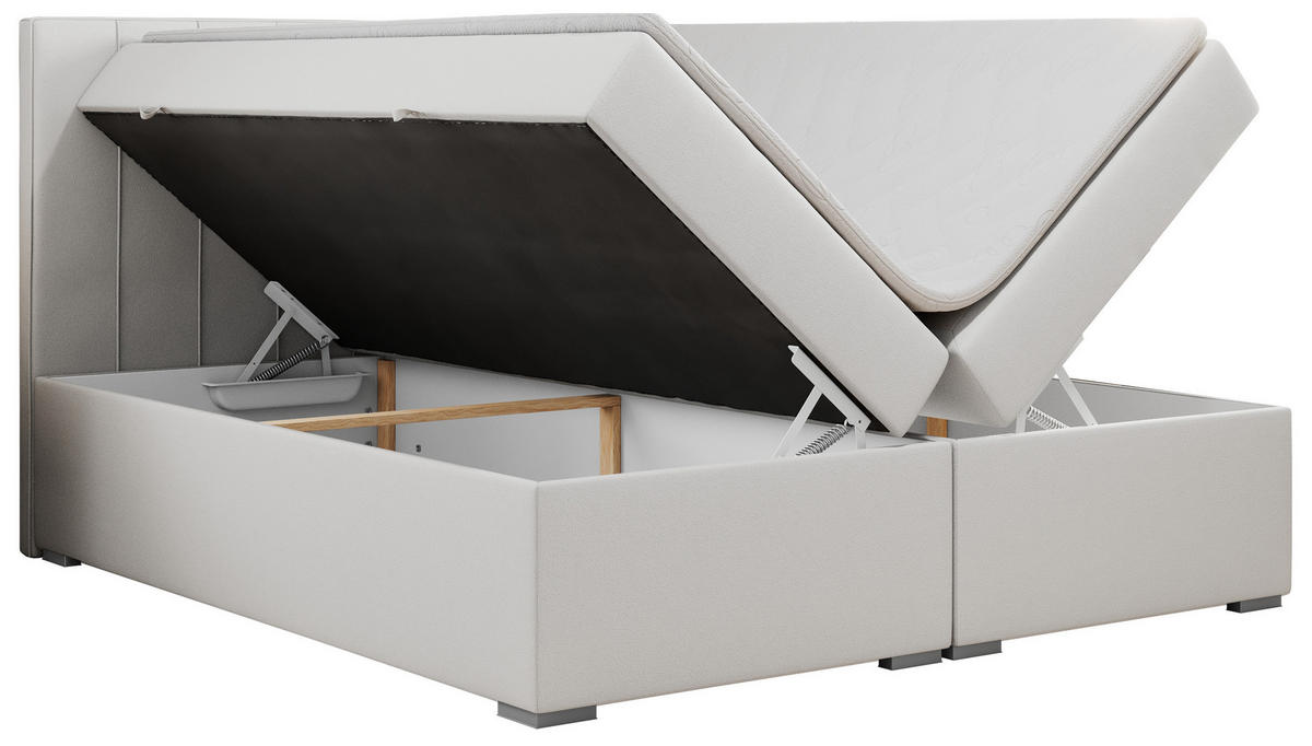 BOXBETT ALLY 200/200 Weiß Kunstleder - H4 - Weiß, Holz/Textil (200/200cm) - MKS