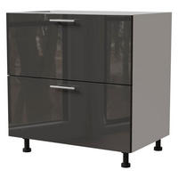 SCHUBALADENUNTERSCHRANK Essen D2A/90/1A Graphit Hochglanz / Weiß Matt 90 / 50 / 82cm - Graphitfarben/Weiß, Holz/Holzwerkstoff (90/82/50cm) - Feldmann-Wohnen