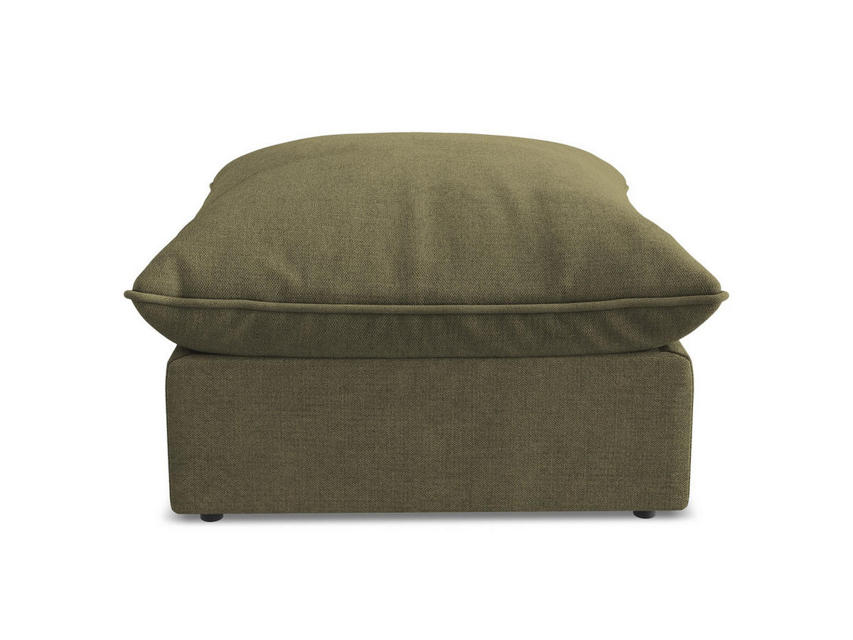 POUF Strukturstoff Grün - Schwarz/Olivgrün, Holzwerkstoff/Kunststoff (75/45/75cm) - Makamii