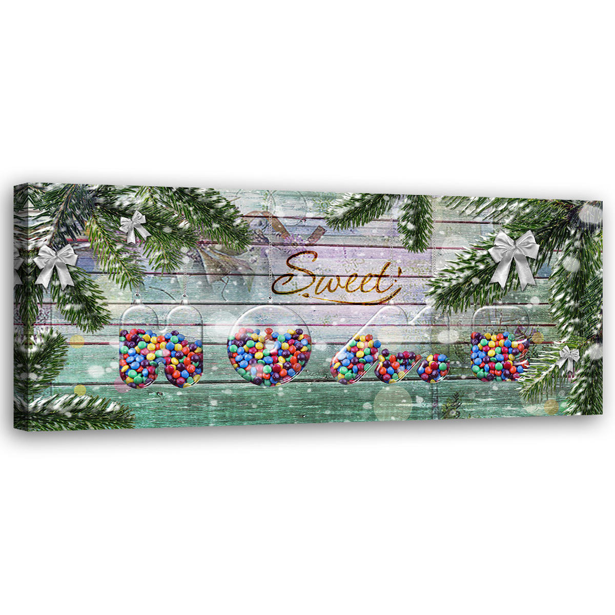 WANDBILD sweet home inschrift - Grün, Textil (90/30cm) - Feeby