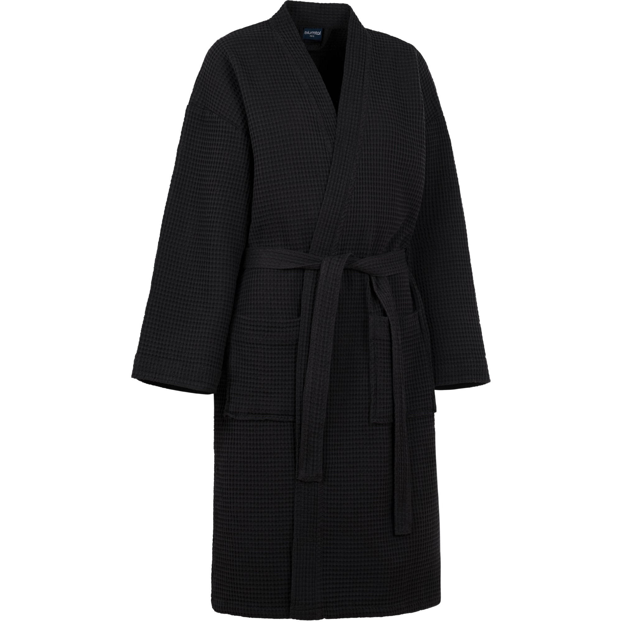 BADEMANTEL 100% Baumwoll Wafflepique in XS/S Unisex, Anthrazit - Anthrazit, Textil (XS/Snull) - Blumtal