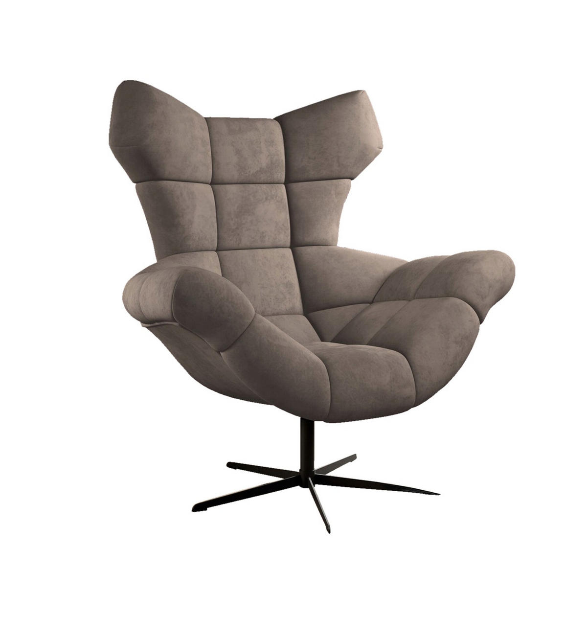 SESSEL SENSI Relaxstuhl mit 360° Drehung und Schwingfunktion – Lux-Schaumkissen, Cappuccino, 104x46x119 cm - Creme/Schwarz, Holz/Textil (104/119/84cm) - DomoHome