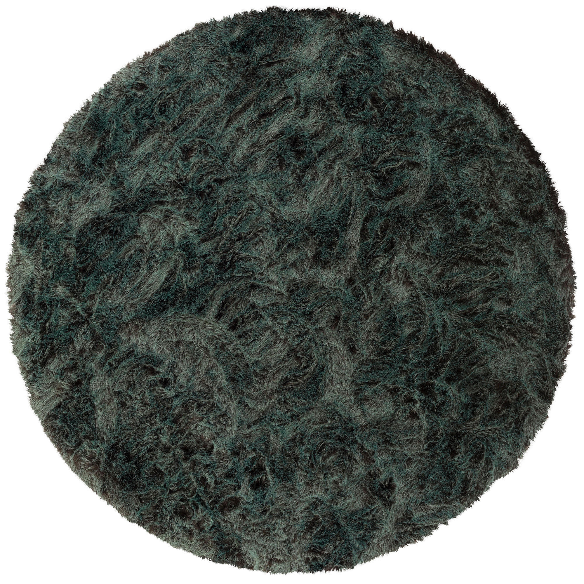 LUXUS SUPER SOFT FELLTEPPICH ASPEN RUND MELIERT - Petrol, Textil (160/160cm) - Pergamon