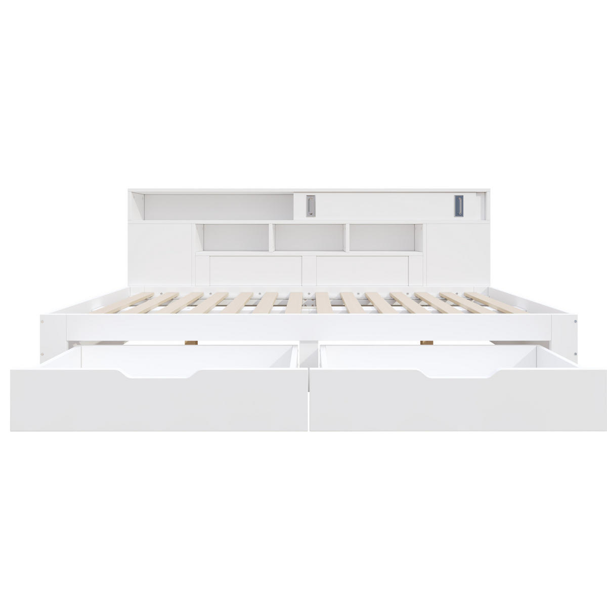 POSTEL 140/200 cm bílá z MDF s úložnými zásuvkami a policemi - bílá, kompozitní dřevo (140/200cm) - OKWISH