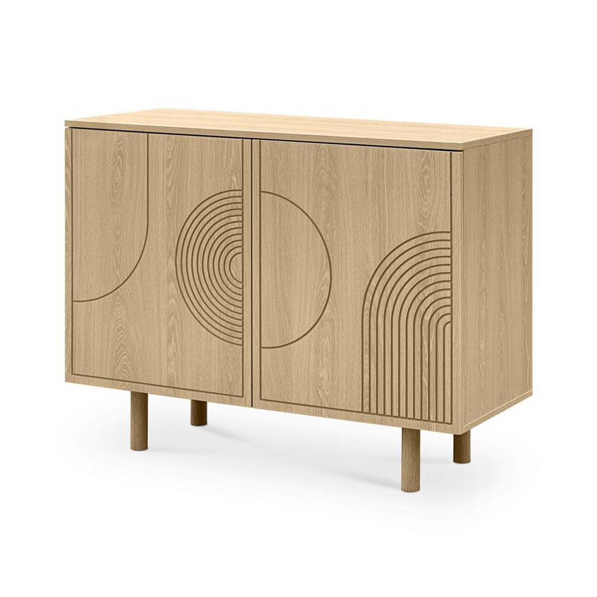 SIDEBOARD 100cm Saskia 2 Türen Eichenholz-Finish Skandinavisches - Beige, Holz/Metall (100/77/40cm) - Sicaan
