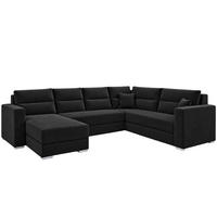 WOHNLANDSCHAFT CAPTAIN U-Form 314 cm mit hochwertigem Federkern, Schlaffunktion, Bettkasten und Ottomane links/rechts - Schwarz, Kunststoff (314/90/217cm) - Wohnideebilder