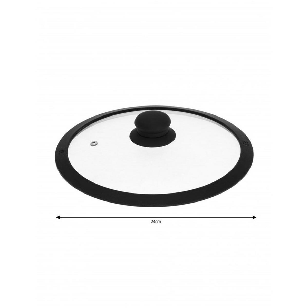 DECKEL Schwarz 28/28/5 cm KH1277 - Schwarz, Glas (28cm) - Kinghoff 