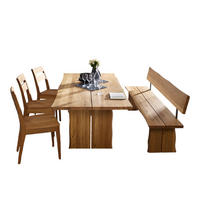 TISCHGRUPPE Dalida mit 3 Stühlen und Bank Massivholz Wildeiche geölt - Wildeiche, Holz (211/1/200cm) - 58aufmkessel