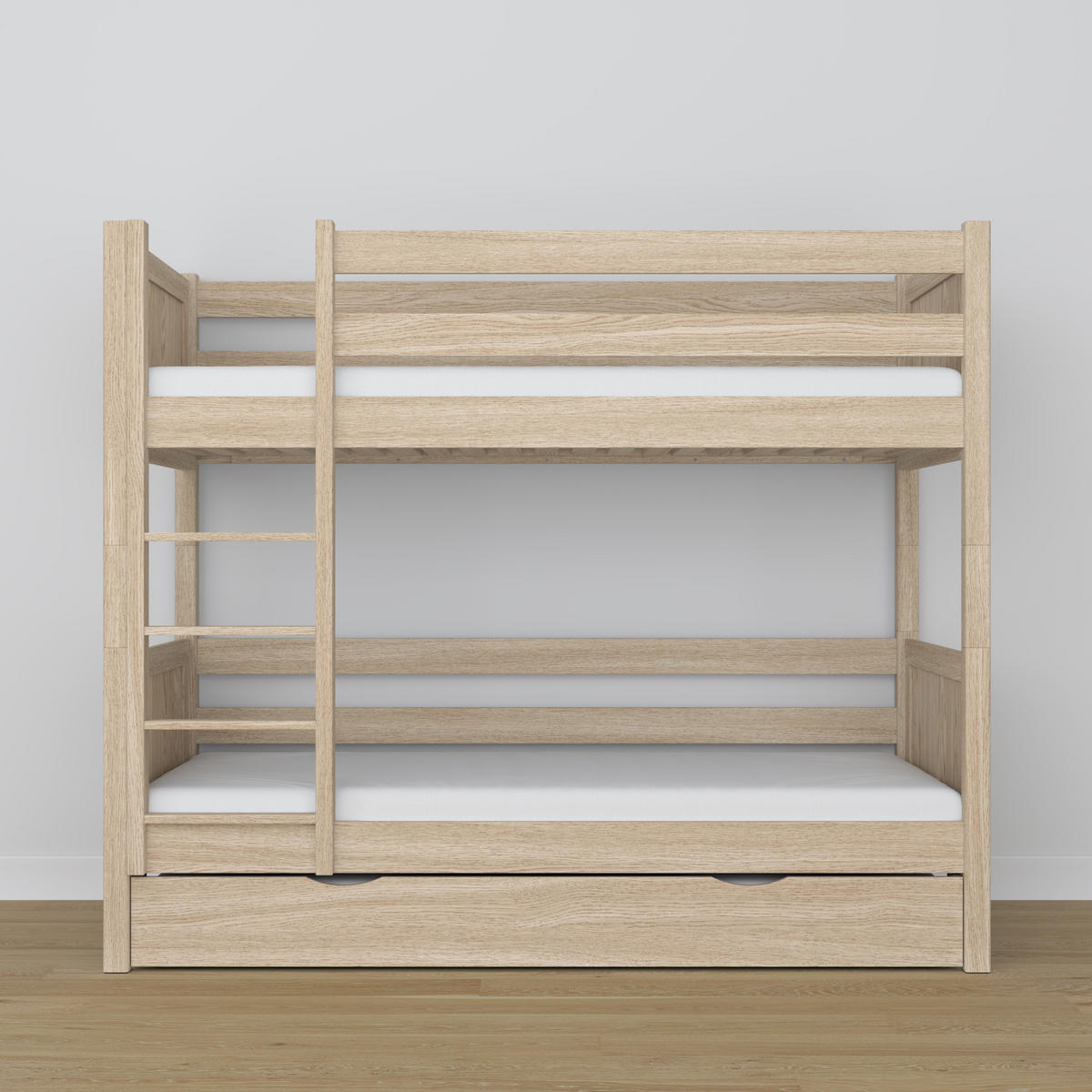 ETAGENBETT N02 mit Matratzenschublade Sonoma Eiche 120/190 - Sonoma Eiche, Naturmaterialien/Holz (120/190cm) - N-Wood