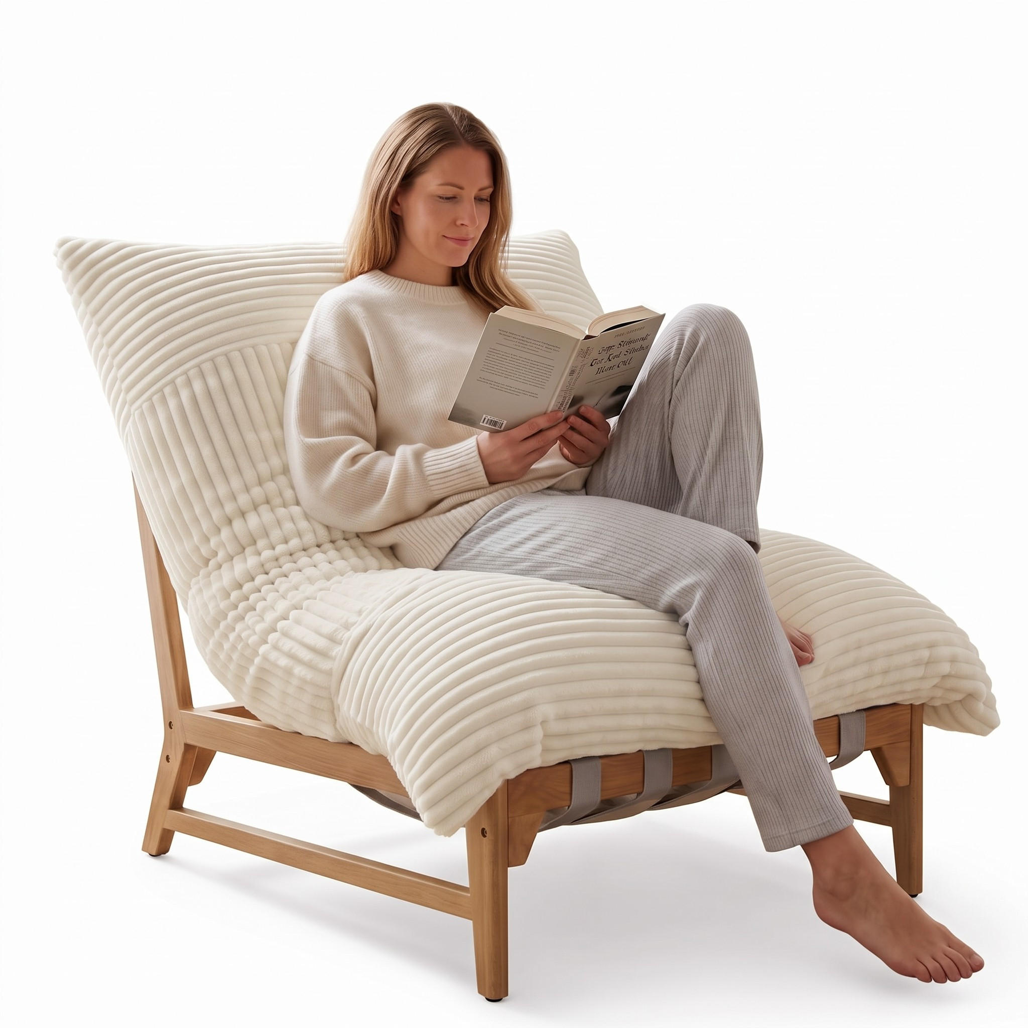 XXL-SESSEL Cord mit Holzrahmen, Breites Kissen, Beige - Beige, Holz/Textil (117/94/114cm) - LVHOM