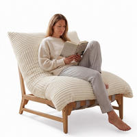XXL-SESSEL Cord mit Holzrahmen, Breites Kissen, Beige - Beige, Holz/Textil (117/94/114cm) - LVHOM
