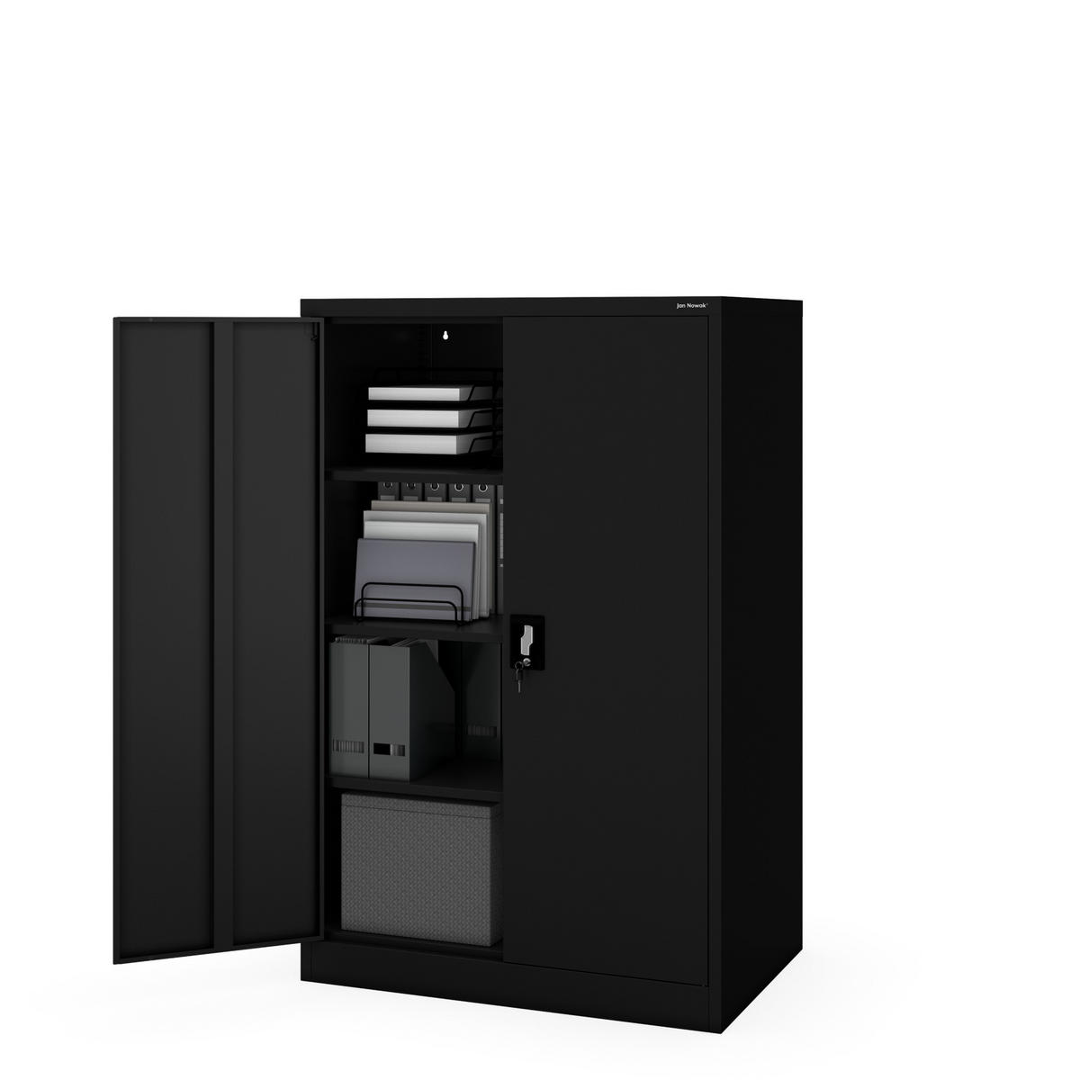 BÜROSCHRANK KEVIN D600 - Schwarz, Metall (90/140/60cm) - Jan Nowak