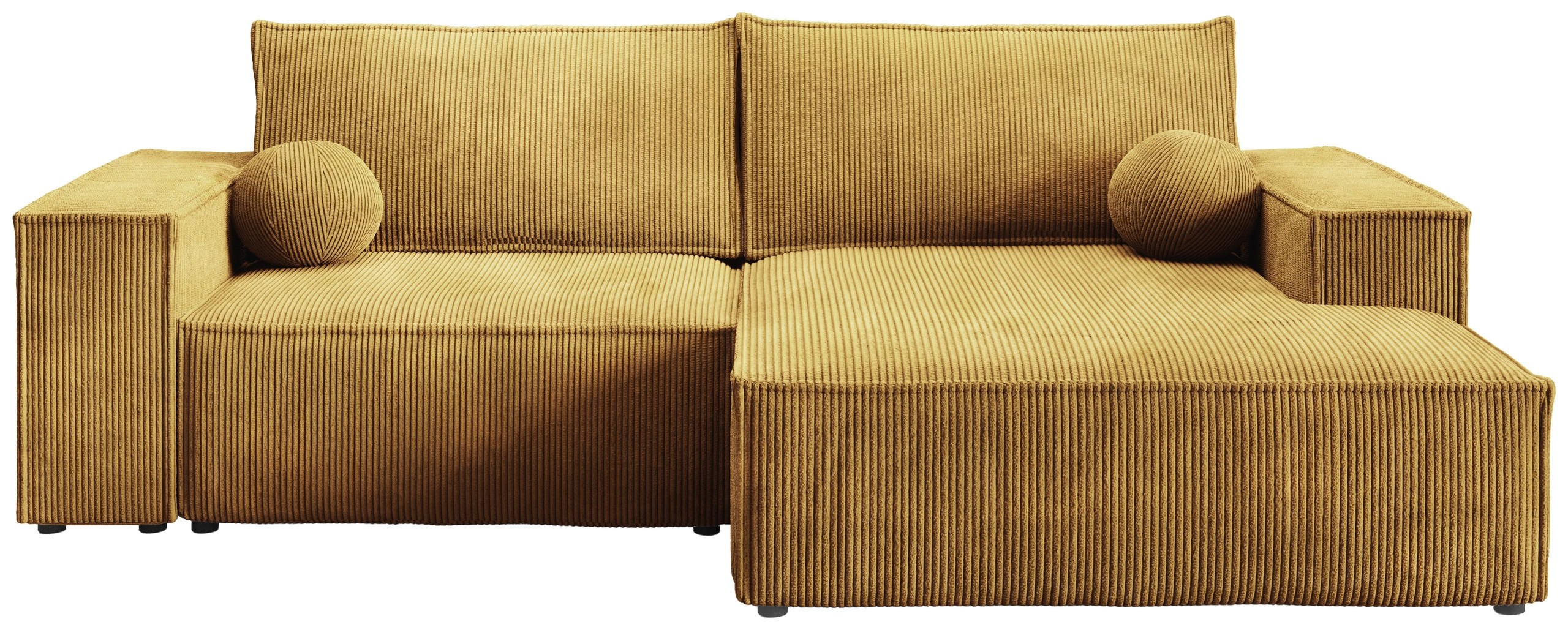 ECKSOFA Pablo Mini mit Schlaffunktion Gelb Cord - Gelb, Textil (255/148cm) - Bromarkt