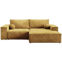 ECKSOFA Pablo Mini mit Schlaffunktion Gelb Cord - Gelb, Textil (255/148cm) - Bromarkt