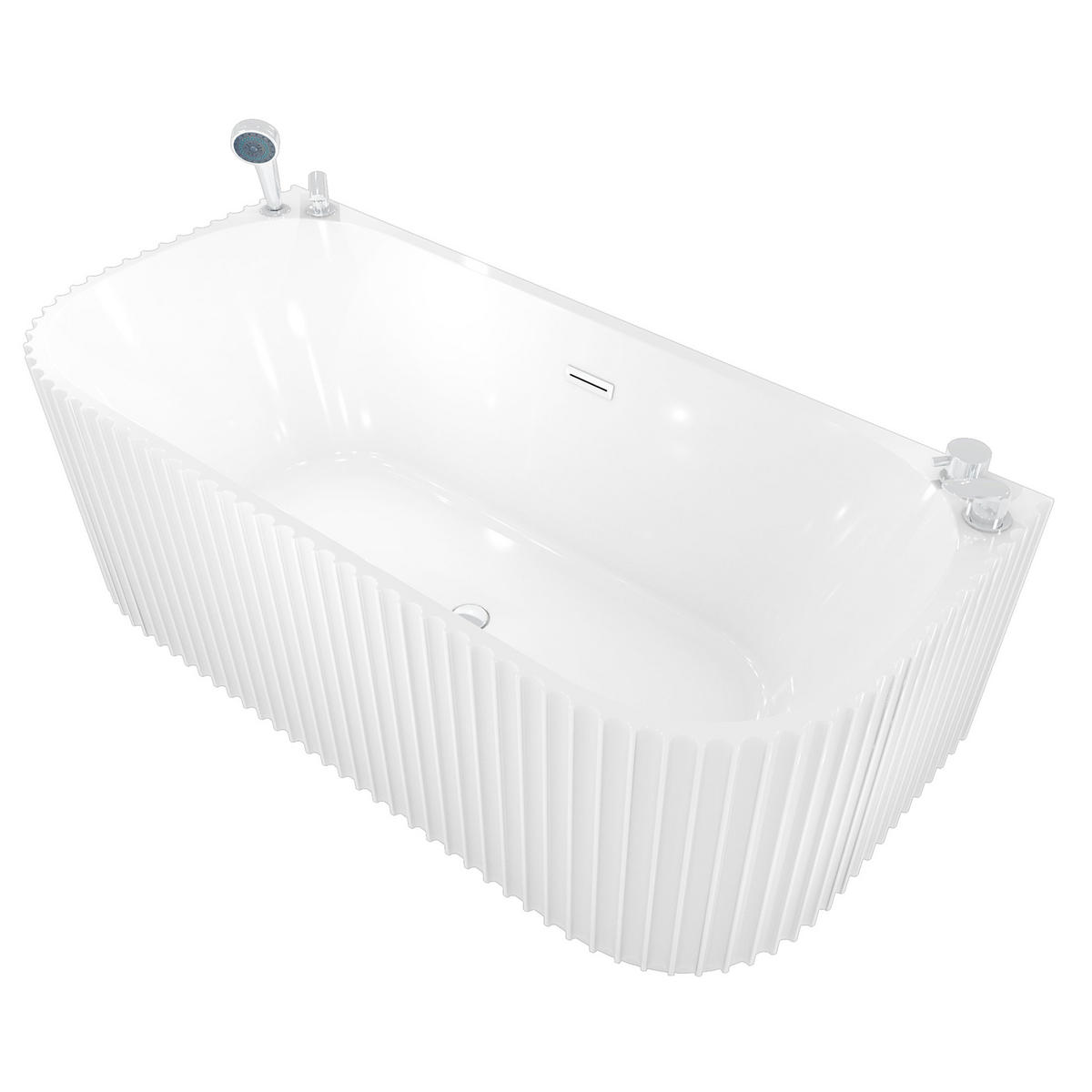 FREISTEHENDE Badewanne Wanne F07 170x80cm Komfort-Armatur - Weiß, Glas/Kunststoff (80/58/170cm) - AcquaVapore by Sandra Jentho