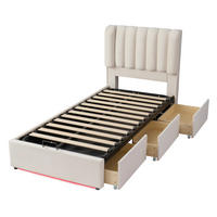 STAURAUMBETT 90/200 cm DE-32718 mit mit hydraulischem Stauraum und LED Beige - Beige, Holzwerkstoff (90/200cm) - ComfortXL