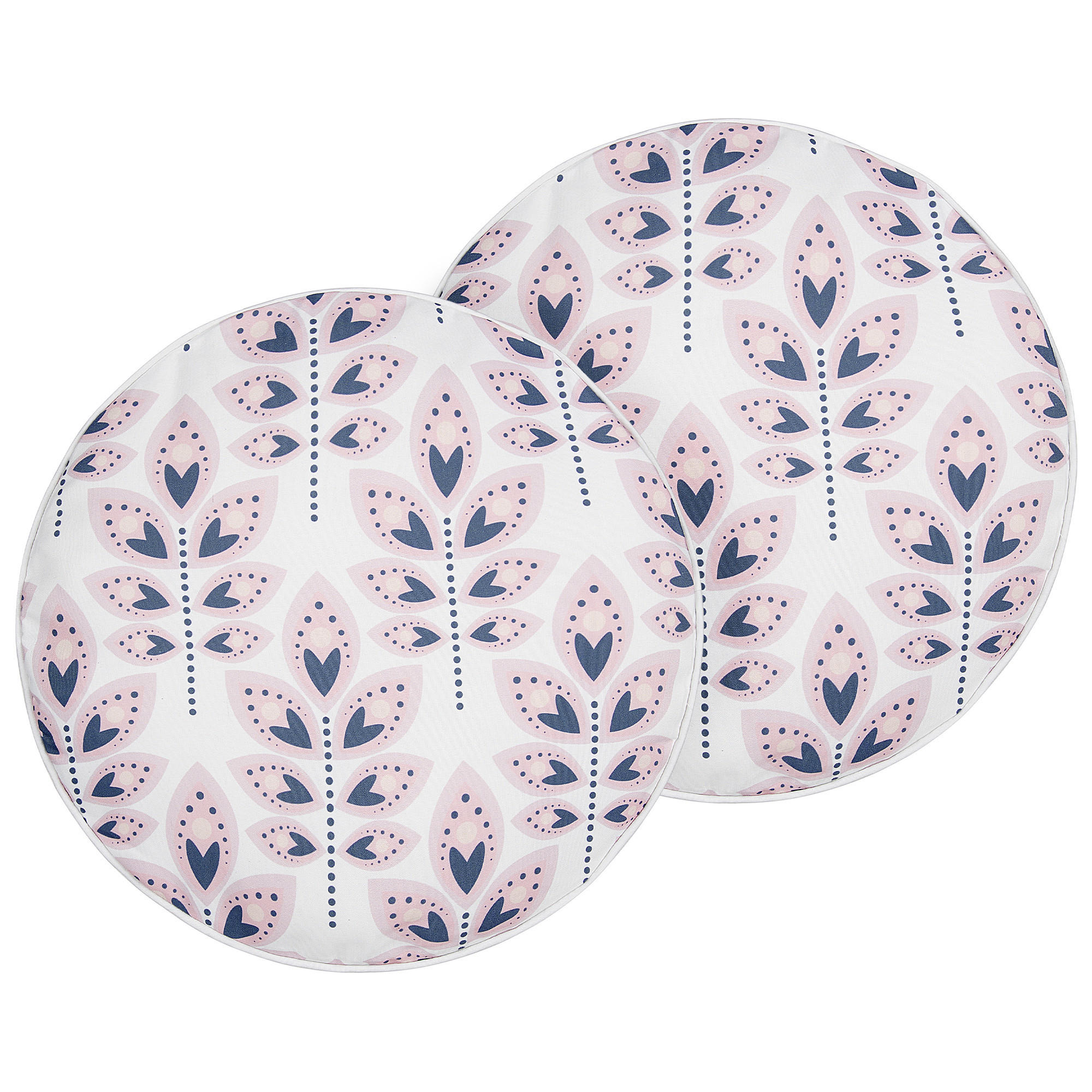 GARTENKISSEN 2er-Set Blattmotiv Beige 40 cm Torretta - Creme, Textil (40/40cm) - Beliani