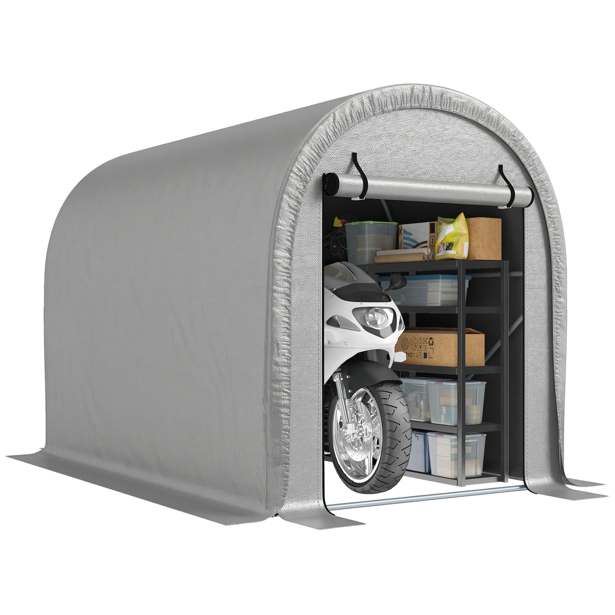 FAHRRADGARAGE DE-16895 160g/m² PE mit UV-Schutz Hellgrau - Hellgrau, Kunststoff (159/185/240cm) - ComfortXL