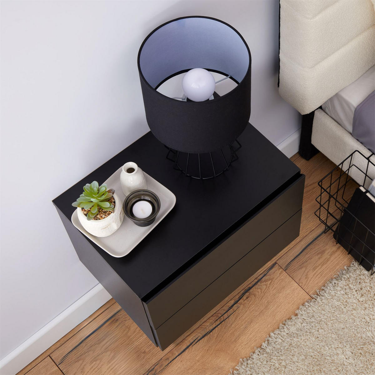 HÄNGENDER NACHTTISCH ANNI schwarz - Schwarz, Holzwerkstoff (42/29/30cm) - CARO-Möbel