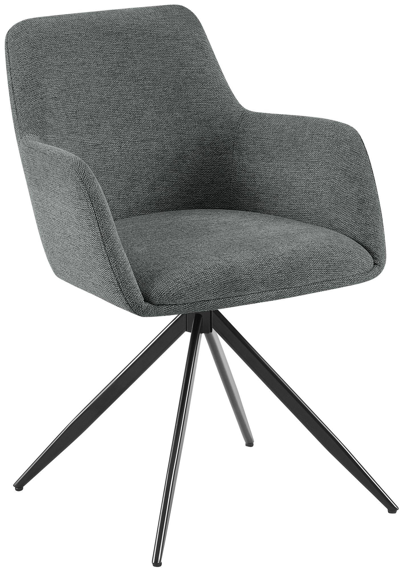 ARMLEHNENSTUHL Stoff Grau - Schwarz/Grau, Textil/Metall (56/81/62cm) - CLP