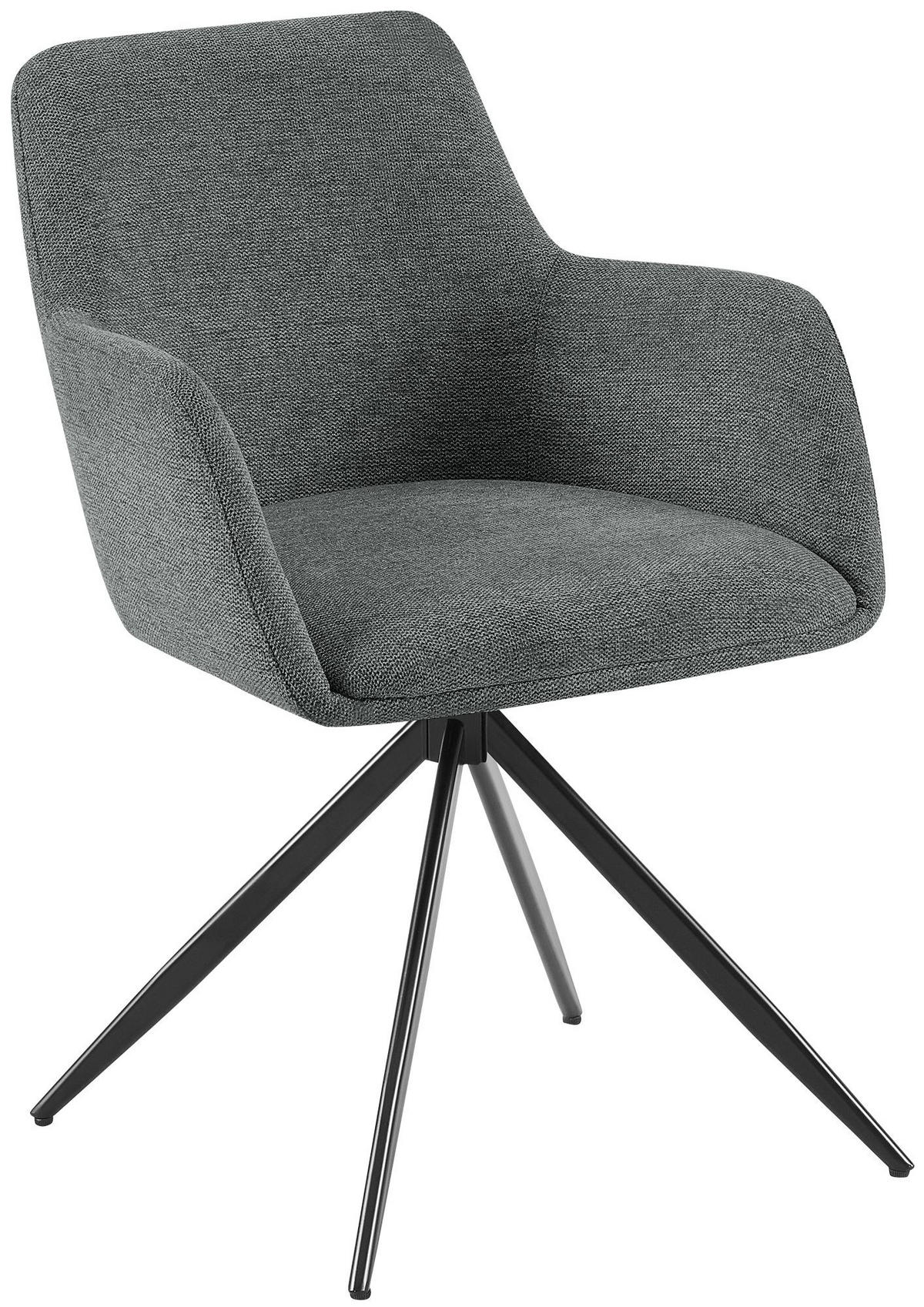 ARMLEHNENSTUHL Stoff Grau - Schwarz/Grau, Textil/Metall (56/81/62cm) - CLP