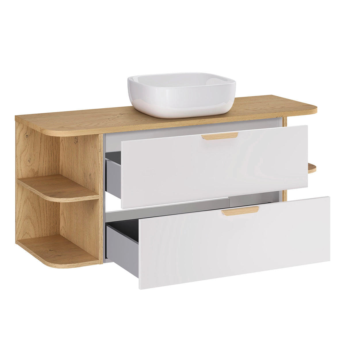 BADMÖBEL 120.4cm Oria 2er-Set Weiß - Weiß, Holzwerkstoff (120.4/50/45.8cm) - Petits-meubles