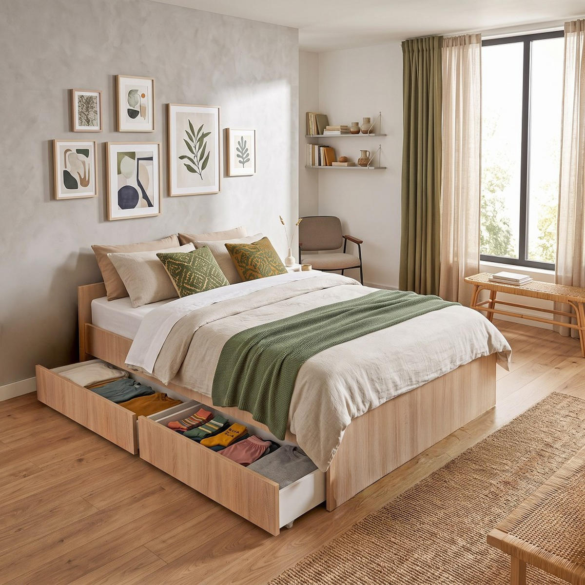 BETT KAPPA mit Schubladen/ Bett 140x190 - Eiche gebleicht Dekor - Sonoma Eiche, Holzwerkstoff (140/190cm) - Weber Industries