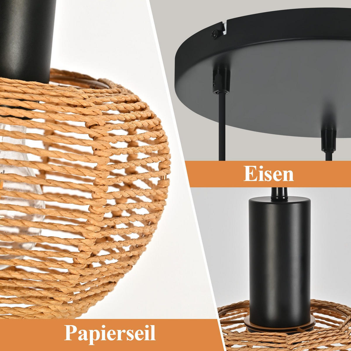 PENDELLEUCHTE BAMBUSKÄFIG Ⅲ 25/25/120 cm - Schwarz, Metall (25/25/120cm) - Nettlife