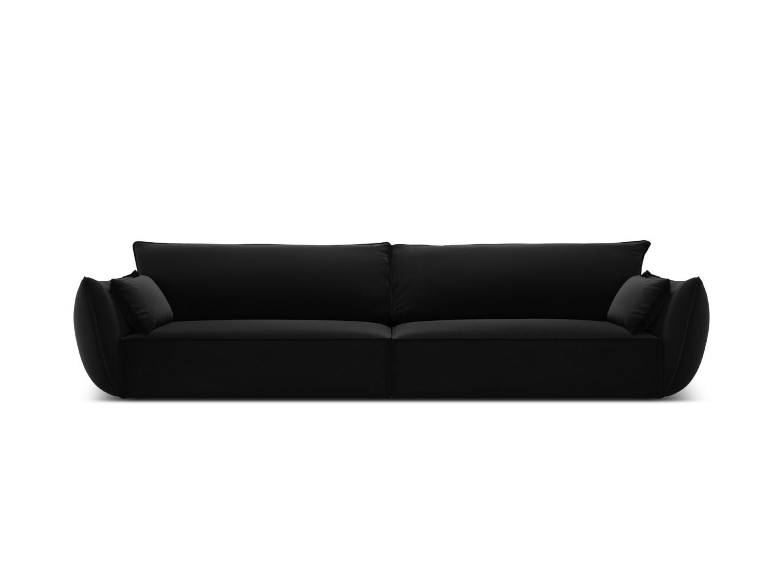 SOFA Kaelle aus Samt schwarz 4 Sitzplätze - Schwarz, Textil (110/85/248cm) - Micadoni