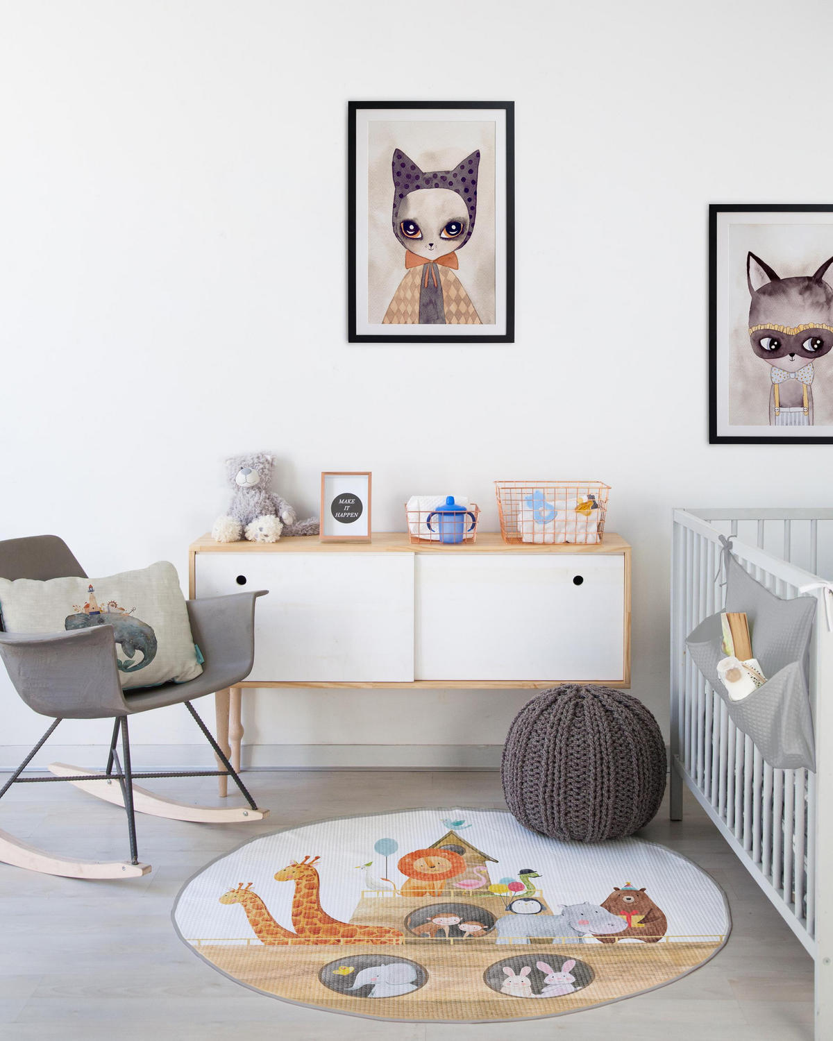KINDER-TEPPICH Runder mit Piqué-Druck, Arche Noah Motiv PLAY ROUND - Multicolor, Textil (1/120cm) - RNT By Really Nice Things