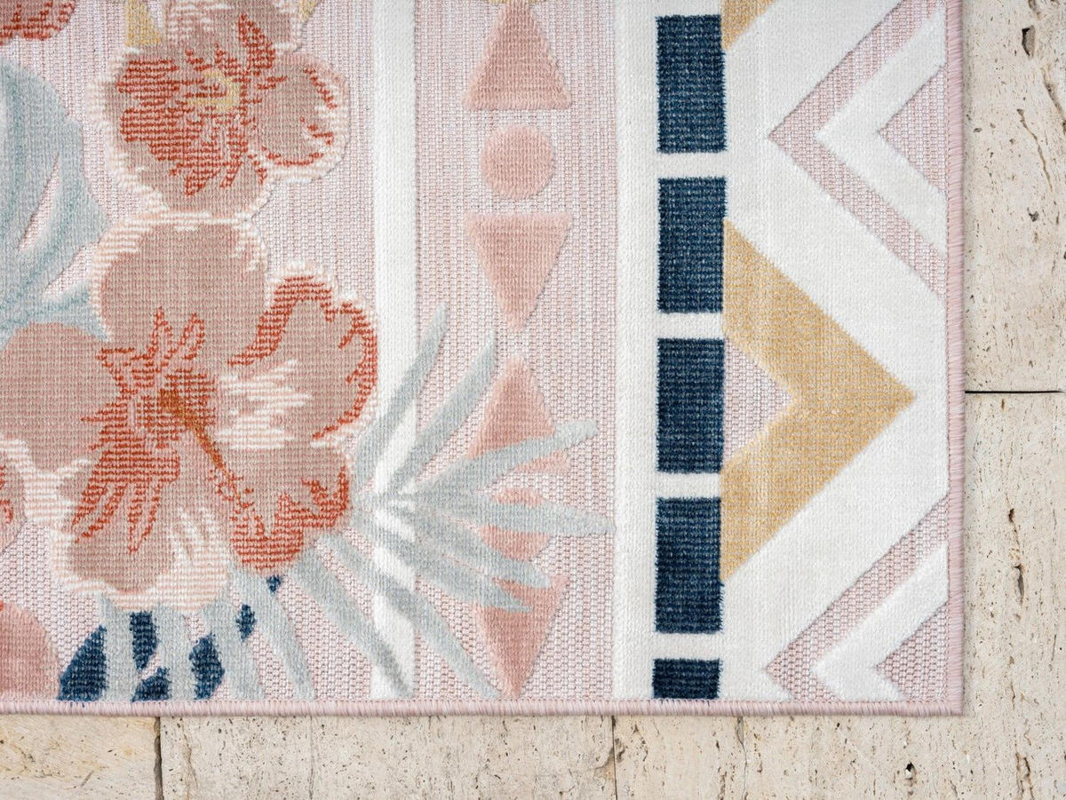 OUTDOORTEPPICH Aurora II Altrosa,Hellgrau,Dunkelblau 80/150 cm - Altrosa, Textil (80/150cm) - My-Rug