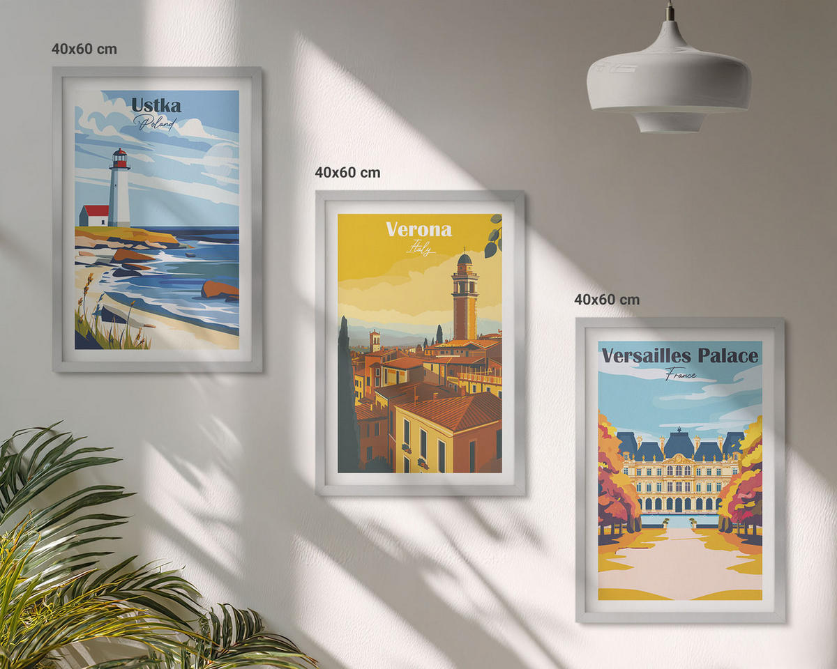 BILDER SET 3er Set - 40x60 cm Silberner Rahmen - Ansichten von Orten am Meer und von Städten - Silberfarben, Kunststoff (40/60cm) - TULUP