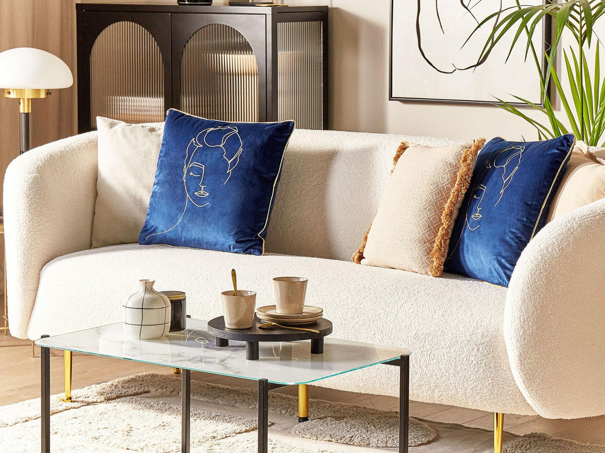 DEKOKISSEN 2er-Set Dunkelblau 45/45 cm Crocus - Dunkelblau, Textil (45/45cm) - Beliani