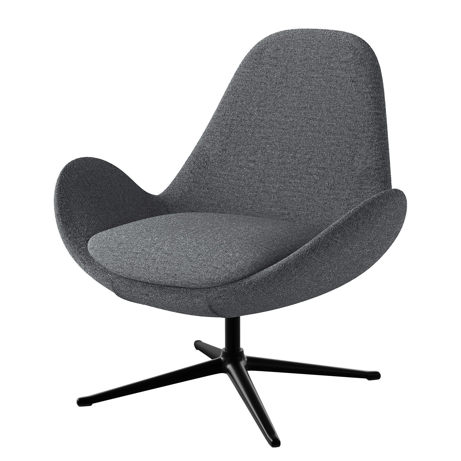 SESSEL - Schwarz/Grau, Textil/Metall (87/90/82cm) - home24