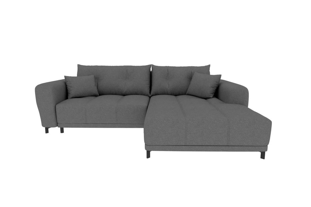 ECKSOFA Massimo Strukturstoff Anthrazit inkl. Schlaffunktion Rechts - Anthrazit/Schwarz, Textil/Metall (246/177cm) - 99rooms