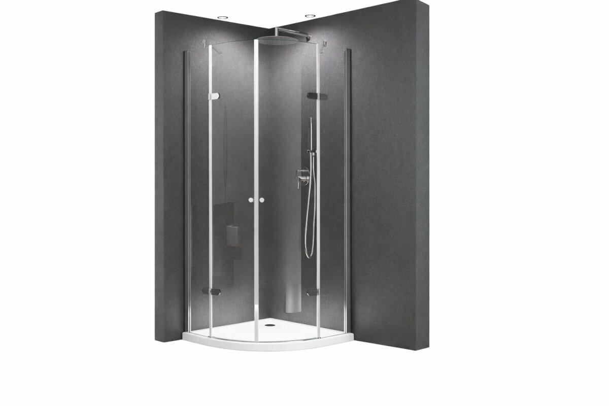 DUSCHKABINE Freja 90x90x195cm Viertelkreis - Silberfarben, Glas (90/90/195cm) -  Glaswerk Westfalen