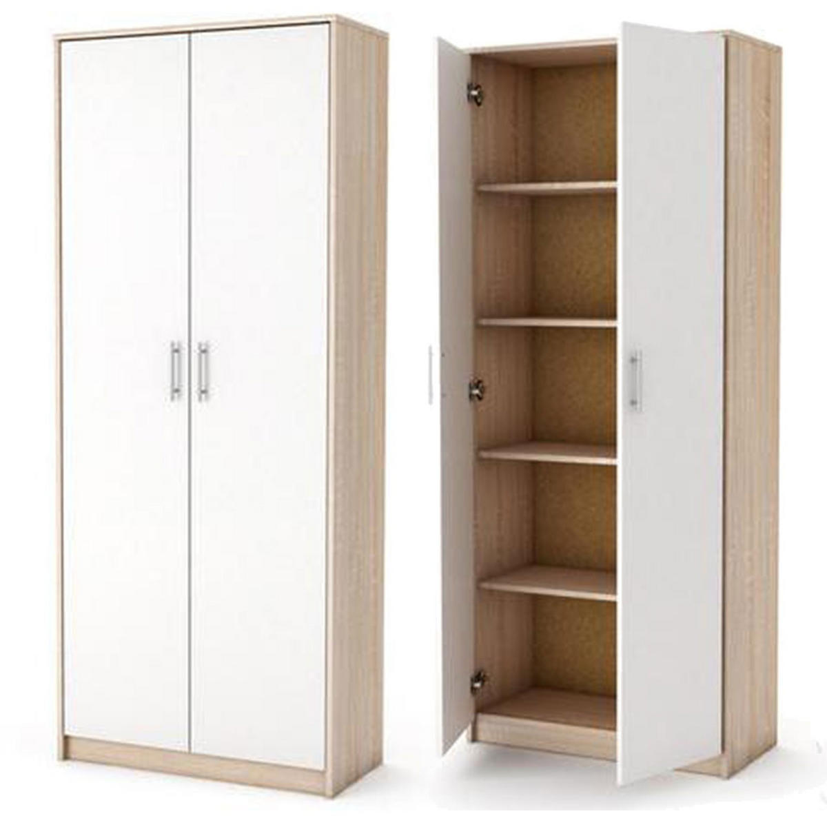 KLEIDERSCHRANK R003 Sonoma weiss - Weiß/Sonoma Eiche, Holzwerkstoff (74/180/35cm) - roe furniture