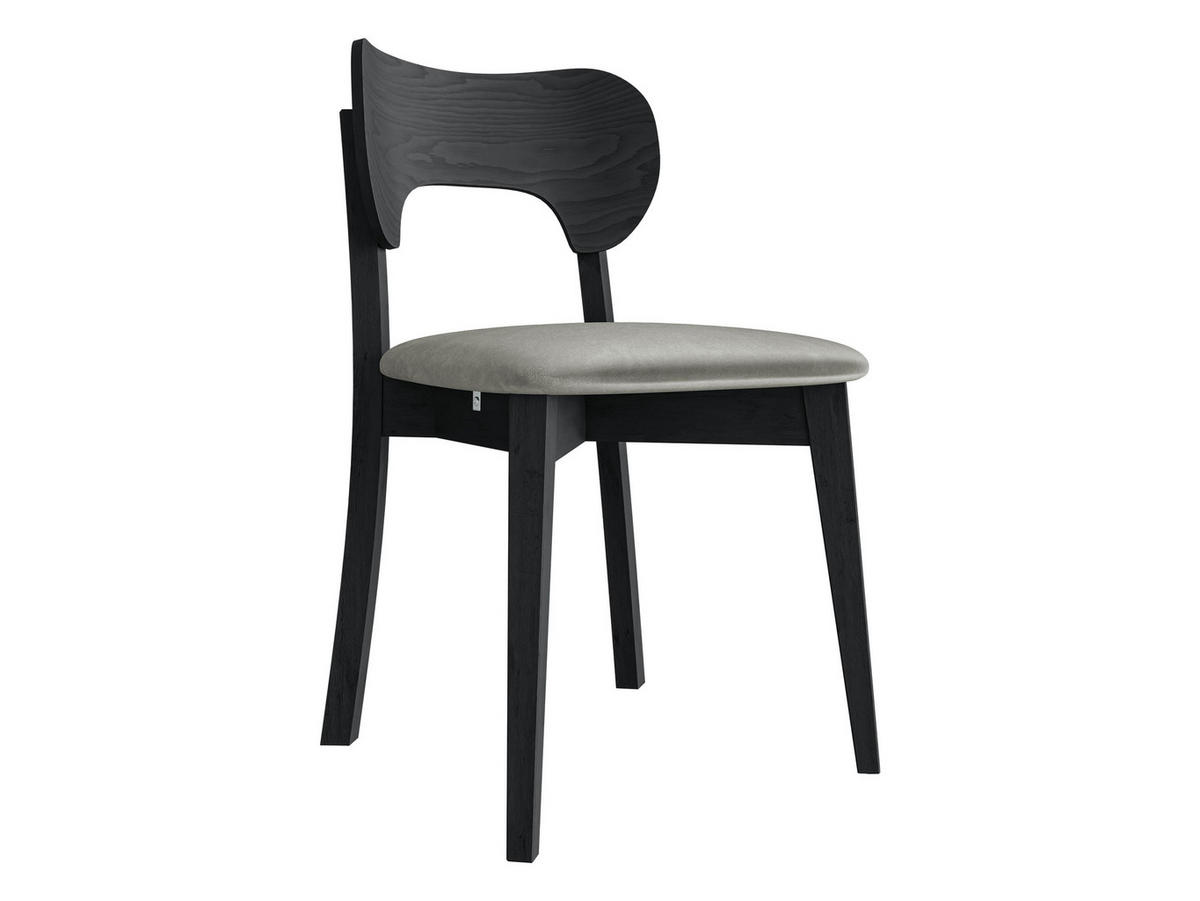 WOHNZIMMER STUHL KT64, Holzfarbe: Schwarz - Schwarz/Grau, Holz/Textil (48/80/51cm) - MIRJAN24