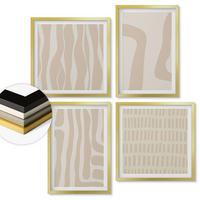 WANDBILDER 4er Set - 50x50 cm & 40x60 cm Goldrahmen - Abstrakte Boho-Musterformen - Goldfarben, Kunststoff (50/50cm) - ArtPrintCave