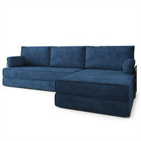 ECKSOFA ANKO modulares Boneless Sofa mit Schlaffunktion Blau Kordstoff - Blau, Textil (270/160cm) - MASSENO