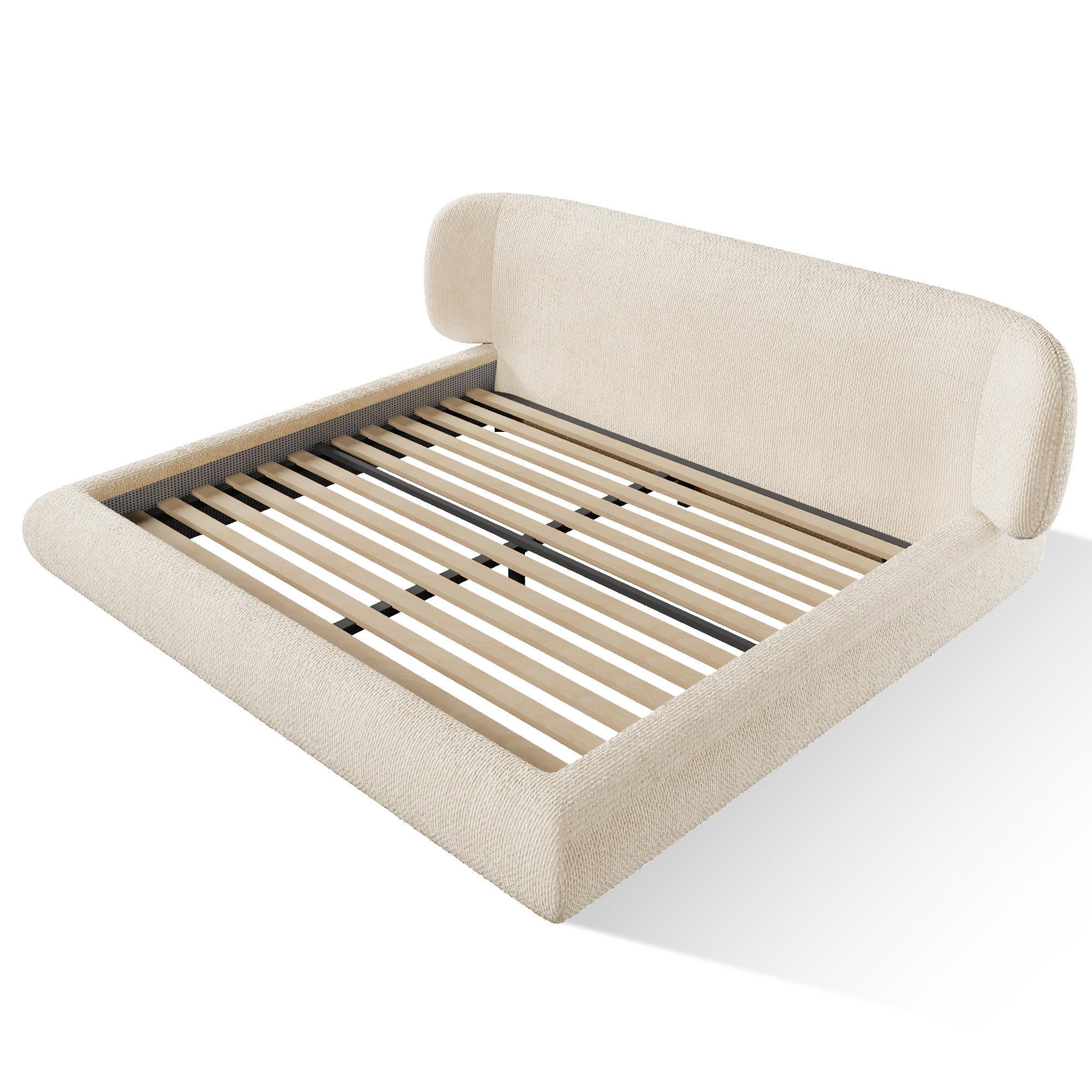 POLSTERBETT 160/200 cm mit Lattenrost und Kopfteil, DE-41532, in Beige - Beige, Metall (160/200cm) - ComfortXL