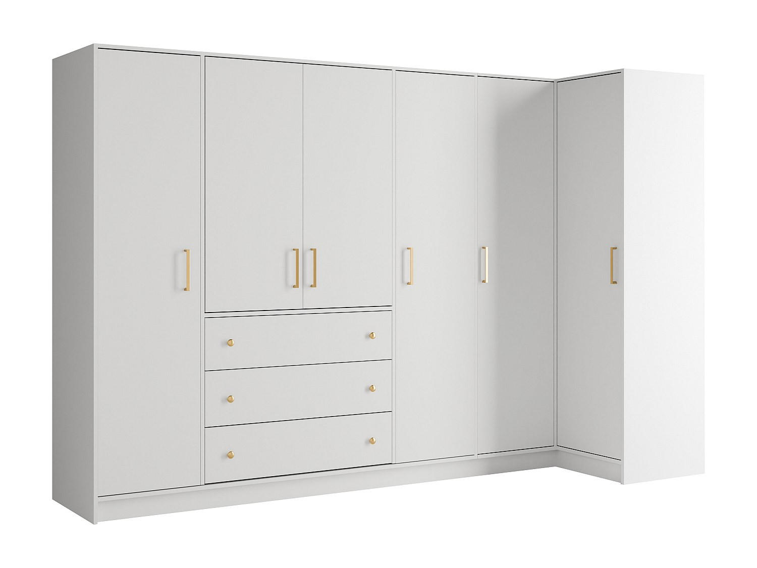 KLEIDERSCHRANK - 311 cm x 106.5 cm - holz - weiß Lizandro - Weiß, Holz (311/200/106.5cm) - Vente-Unique