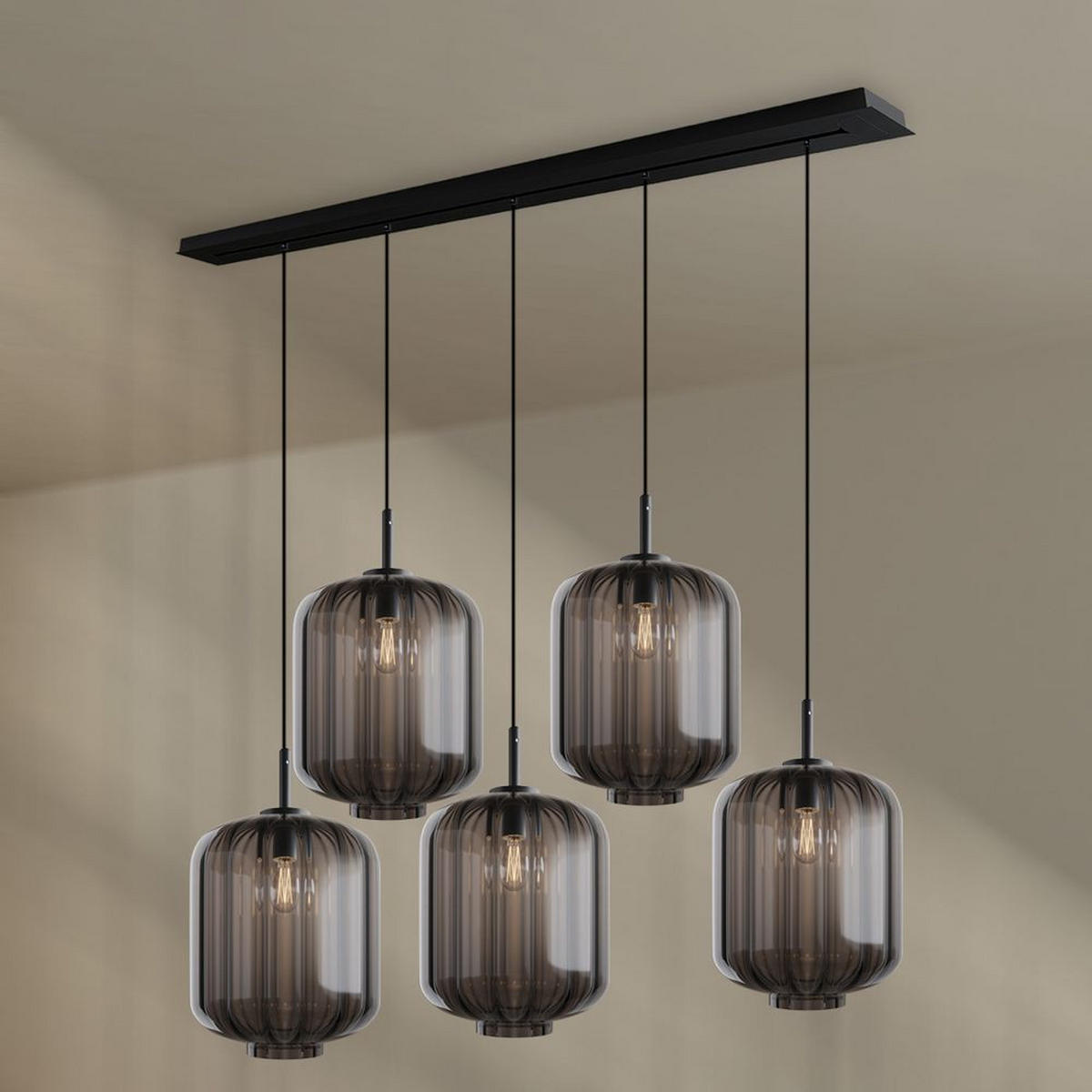 HÄNGELEUCHTE Velo 5-flammig Rauch Ø 25cm - Anthrazit/Schwarz, Glas (25/25/27cm) - s.luce