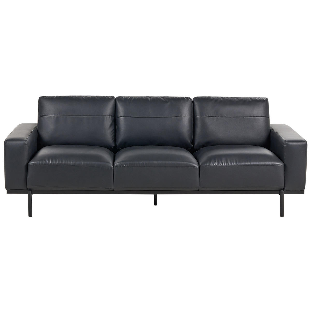 3-SITZER-SOFA Kunstleder schwarz Sovik - Schwarz, Kunststoff/Textil (215/72/87cm) - Beliani