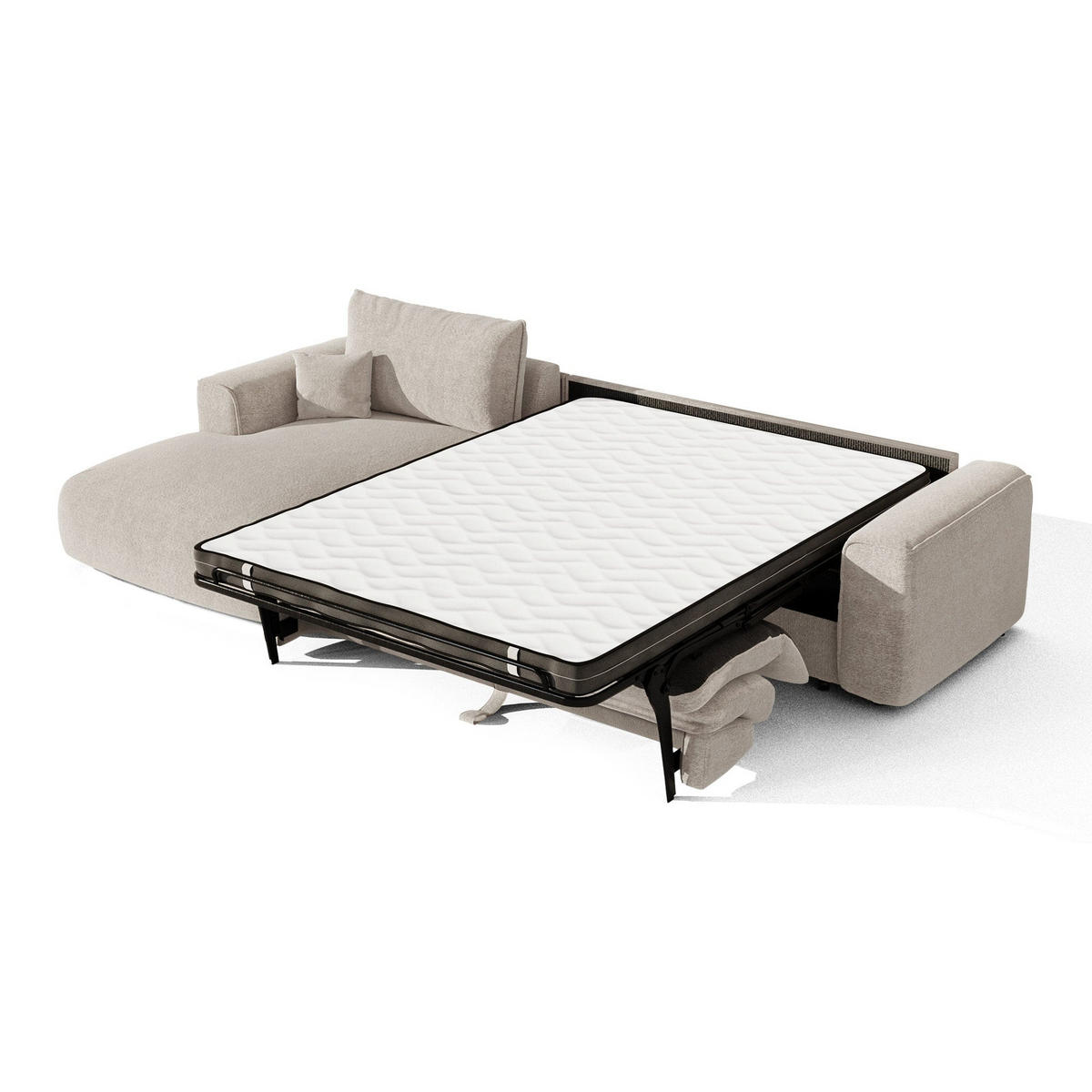 SCHLAFSOFA Express COMO Bouclé-Stoff Beige 300cm - Beige, Textil (300/165cm) - Premium Interiors