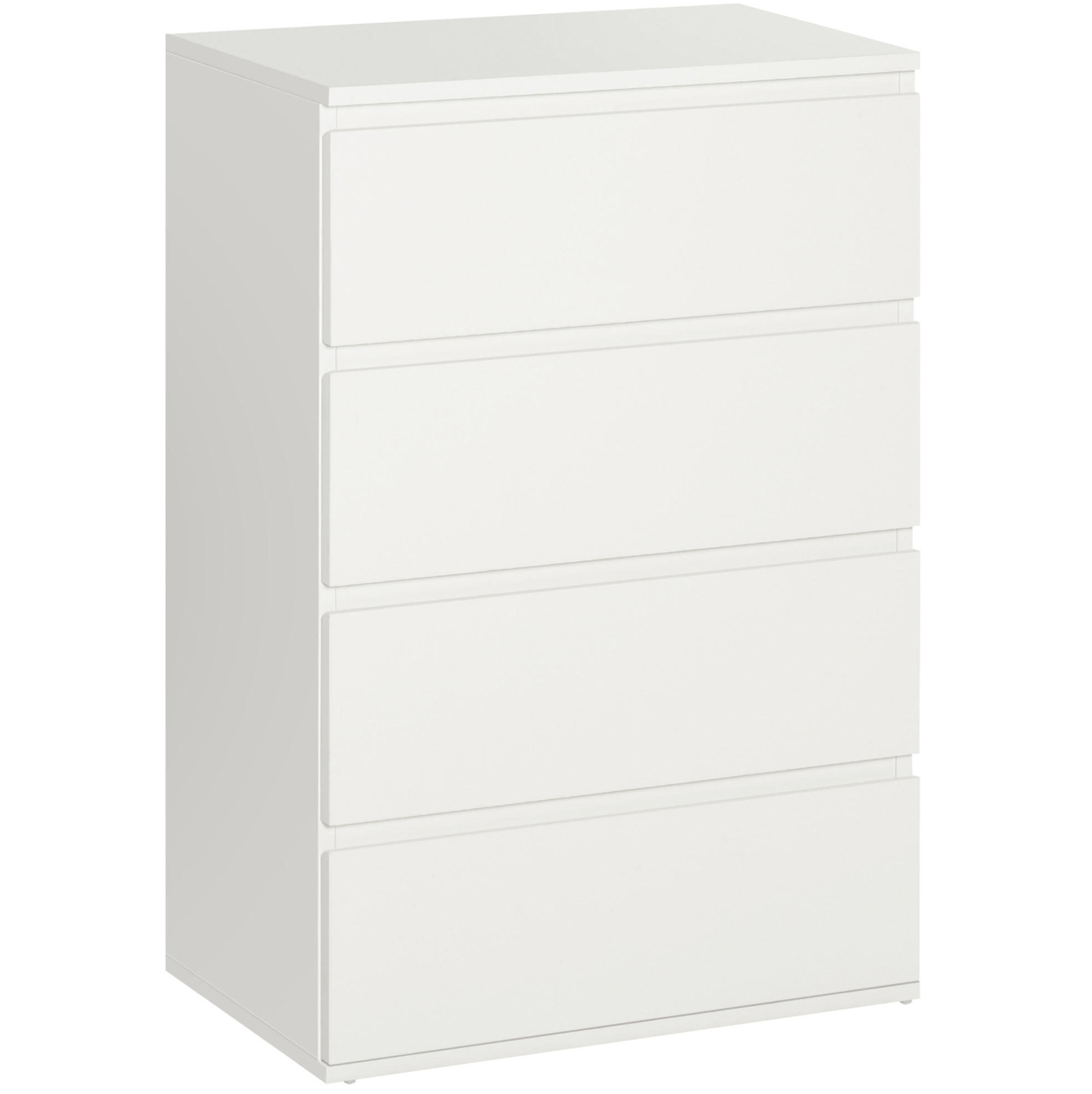 KOMMODE 55/80/33 cm Weiß aus MDF mit 4 Schubladen - Weiß, Holzwerkstoff (33/80/55cm) - OKMYHOME