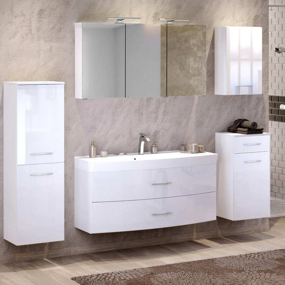 BADMÖBEL-SET 5-TLG. Florido-03 - Weiß, Holzwerkstoff (230/200/47cm) - Lomado
