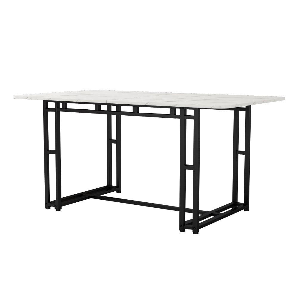 ESSTISCH 120x70 cm in Weiß und Schwarz mit Gestell aus Metall - Weiß, Holz/Metall (120/70/74cm) - KOMHTOM