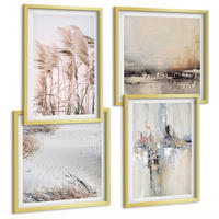 BILDER SET 4er Set - 50x50 cm & 40x60 cm Goldrahmen - Abstrakte Vegetationsmuster - Goldfarben, Kunststoff (50/50cm) - TULUP