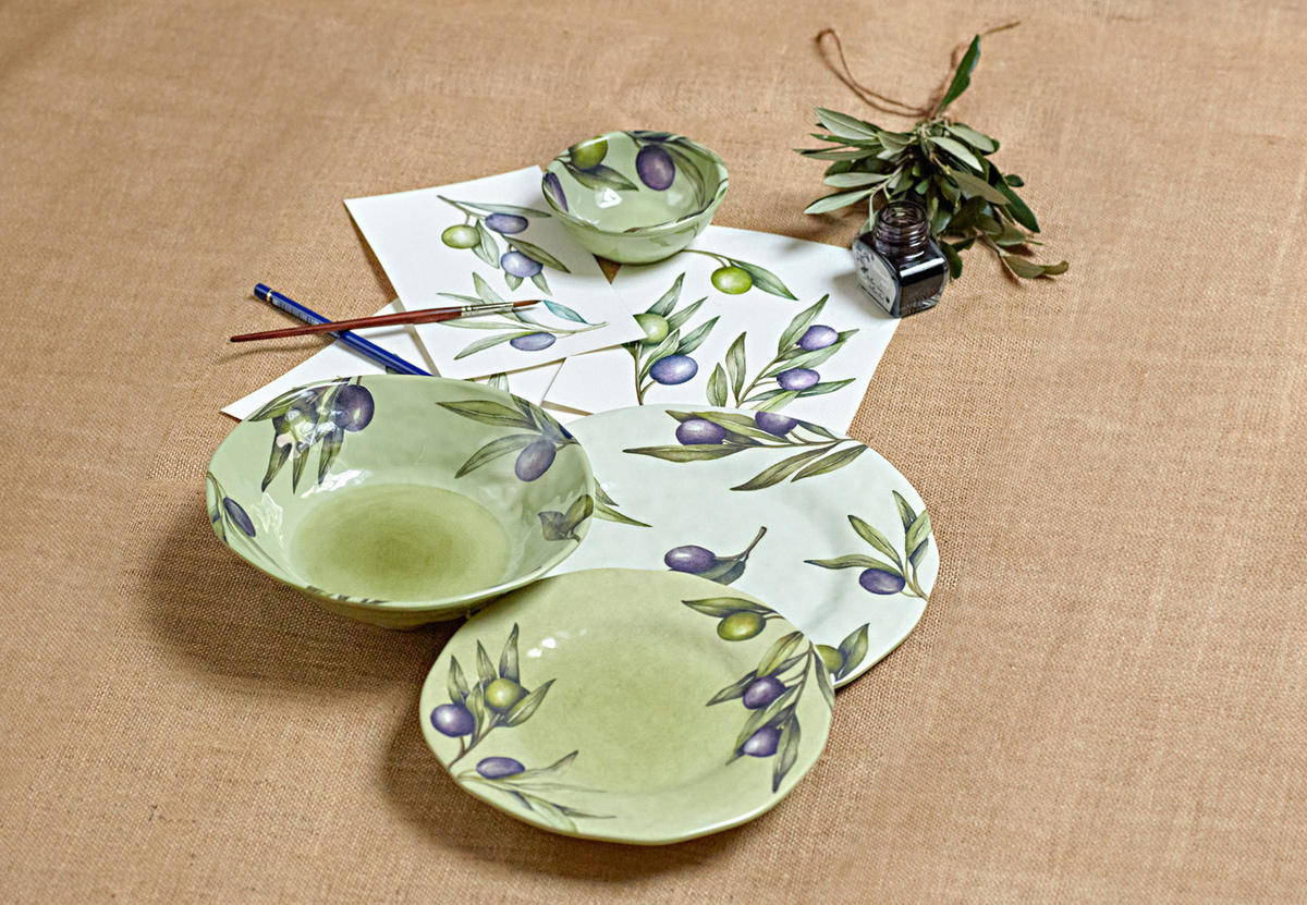 SUPPENTELLER Tieferteller Ø 21 cm Olive Set mit 2 Stück - Grau, Kunststoff (21/21/5cm) - Rose & Tulipani